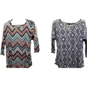 Absolutely famous tunic Aztec geometric shirts size small set of TWO